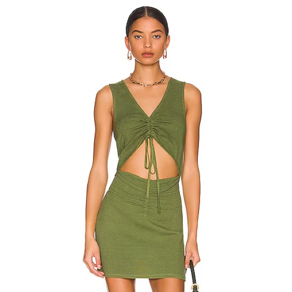 Free People Laila Mini Dress In Calla Green New